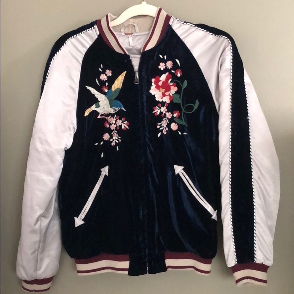 free peolple embroidery puff jacket